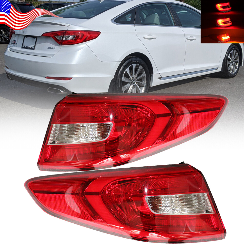 Left&Right Outer Tail Light Brake Lamp Halogen For Hyundai Sonata 2015-17 W/bulb