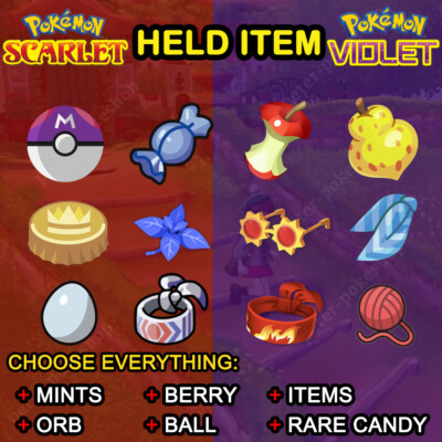   All Held Item  Pokemon Scarlet Violet The Indigo Disk DLC, Master Ball, Mints