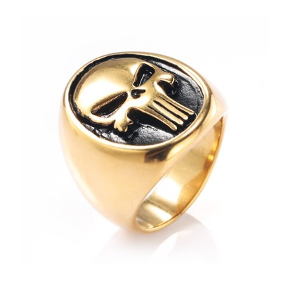 Classic / Punk, 316L Stainless Steel, Marvel, The Punisher Skull Theme Ring