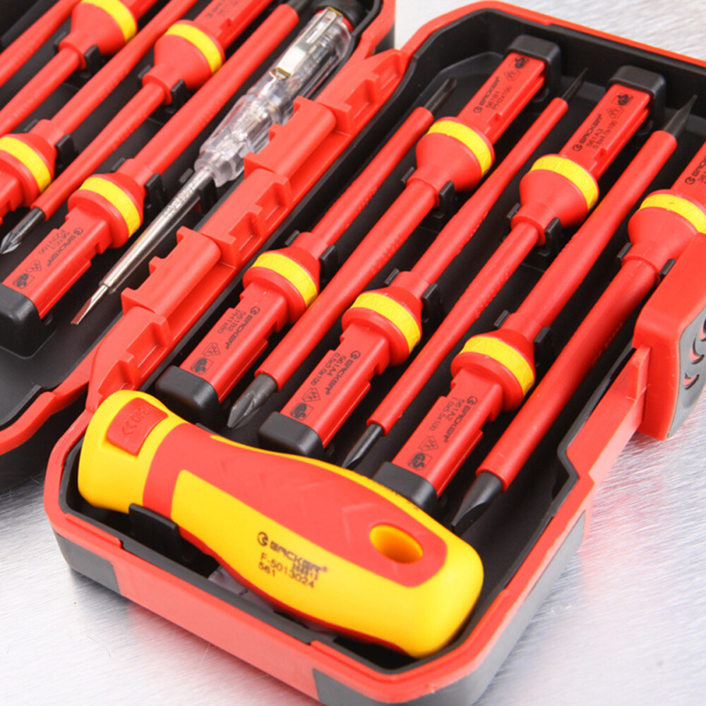 13pc Electricians Hand Screwdriver Set Tool 1000V Electrical Fully Insulated Kit