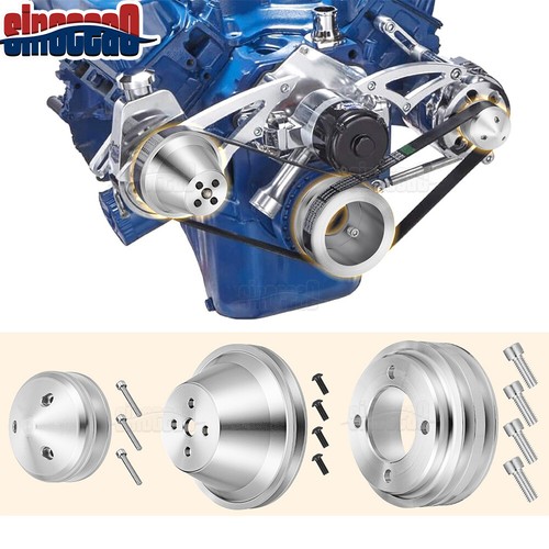 Fit Ford Small Block 302 351w 351C 351W 351M A/C+Water Pump V-Belt Pulley Kit