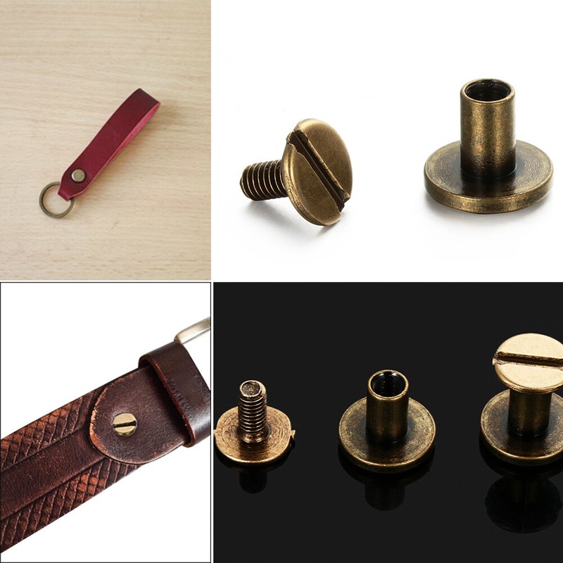 Solid Nail Bolt Strap Rivets Screw Leather Craft Round Head Screws