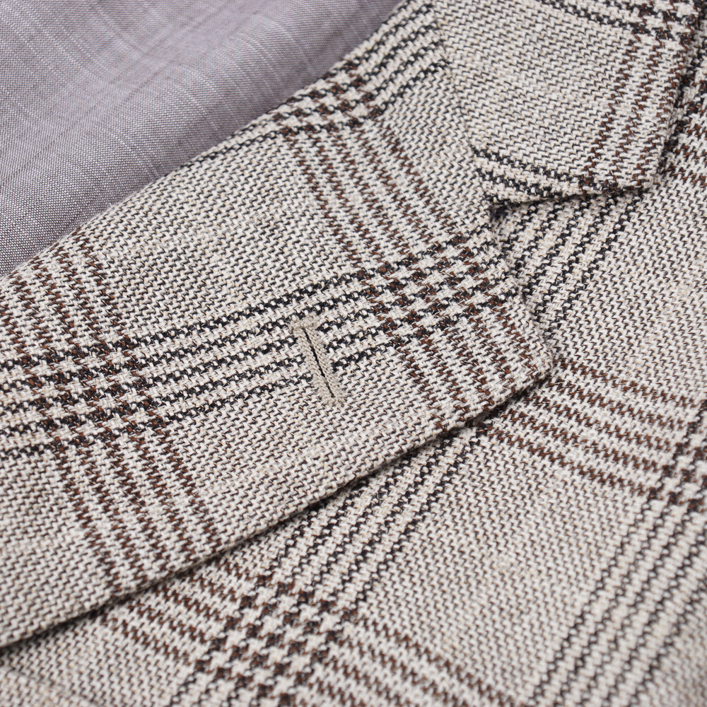 Pre-owned Luciano Barbera Soft Constructed Gray Check Wool-silk-linen Sport Coat 38r