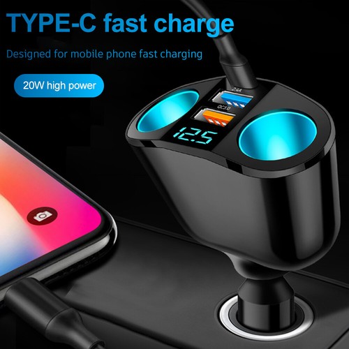 12V Dual USB Car Cigarette Lighter Socket Splitter Power Adapter Charger Outlet
