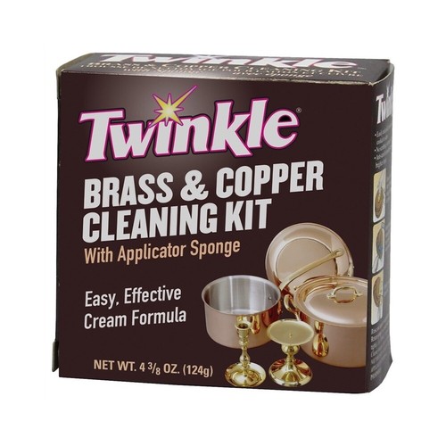Twinkle Brass and Copper Cleaning Kit 4.38 Ounce Polish Cream Applicator Sponge