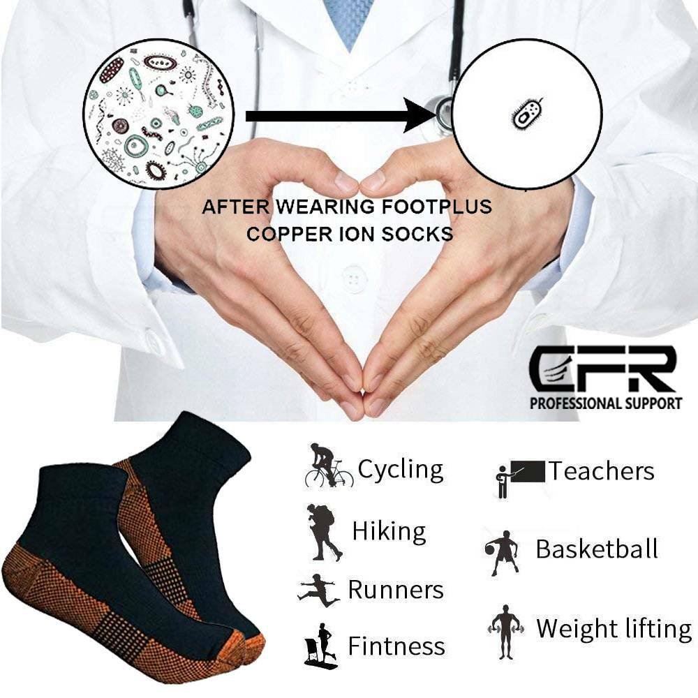 1-3 Pairs Copper Compression Socks Plantar Fasciitis Arch Ankle Running Support