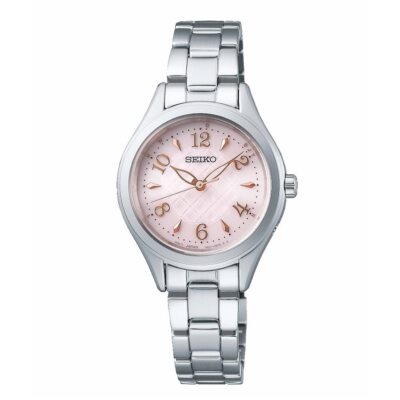 Pre-owned Seiko Selection Swfh117 Radio Solar Watch Pink Dial Silver Metal Band 28.0mm