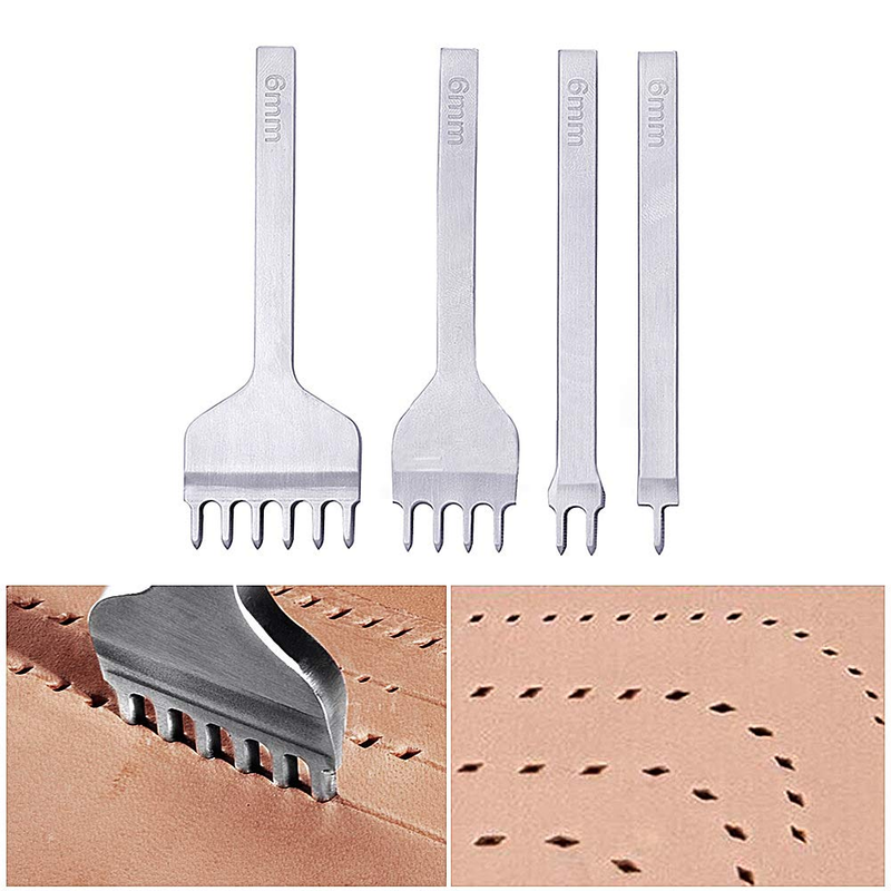 Leather Craft Tool 1/2/4/6 Prong Lacing Stitching Punch Hole (6Mm)