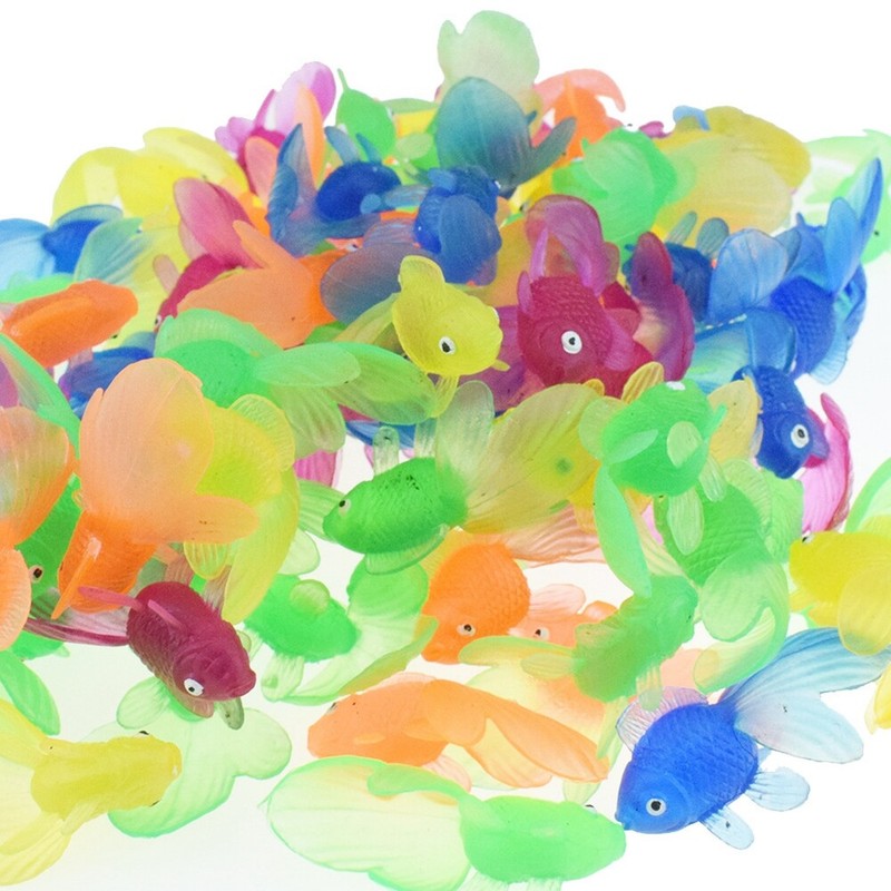 Soft Rubber Fish Tank Decoration Baby Bath Toys Simulation Goldfish
