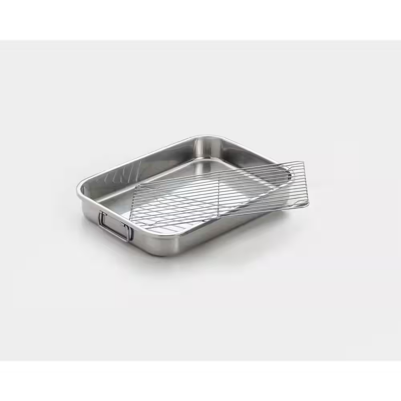 Lasagna and Roasting Pan with Rack Rectangular Stainless Steel Cookware 16.5 In.