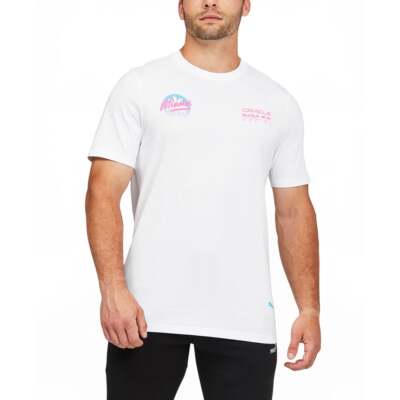 

Puma Rbr Miami Graphic Crew Neck Футболка с коротким рукавом Мужские белые повседневные топы 620, Белый, Puma Rbr Miami Graphic Crew Neck Short Sleeve T-Shirt