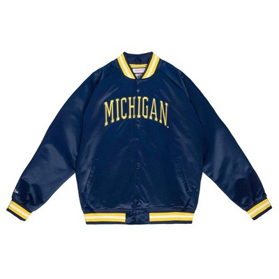 

Легкая атласная куртка Mitchell - Ness мужская синяя повседневная спортивная верхняя одежда STJ, Синий, Mitchell - Ness Lightweight Satin Jacket