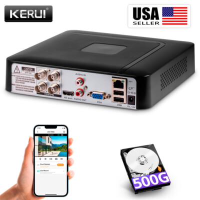 KERUI H.265+ 4CH/8CH DVR for Security Camera System 1080P Recorder with 500G HDD