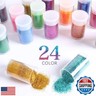 Extra Fine Glitter, Set of 24 Colors Nail Arts Cosmetic, Resin Crafts Loose Glitter Powder Shaker for Face Body Hair Eye Lip Gloss Makeup, Slime and Tumbler Making (8g)
