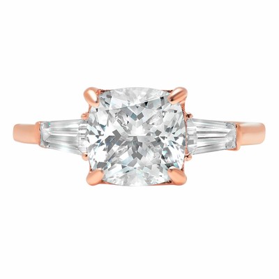 Pre-owned Pucci 3.3ct Radiant Baguette Simulated Diamond 3 Stone Engagement Ring 14k Rose Gold