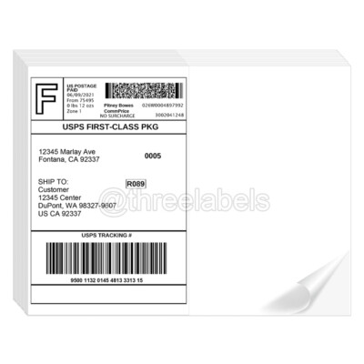 100 Half Sheet 8.5 x 5.5 Shipping Labels 2 Per Sheet Self Adhesive Blank Paper
