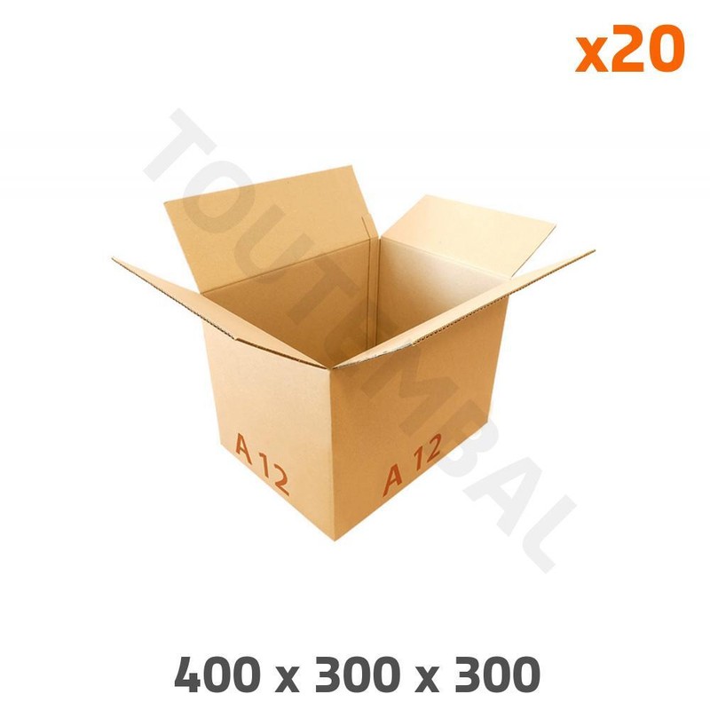Caisse Carton Double Cannelure 400 X 300 X 300 Mm (Par 20)