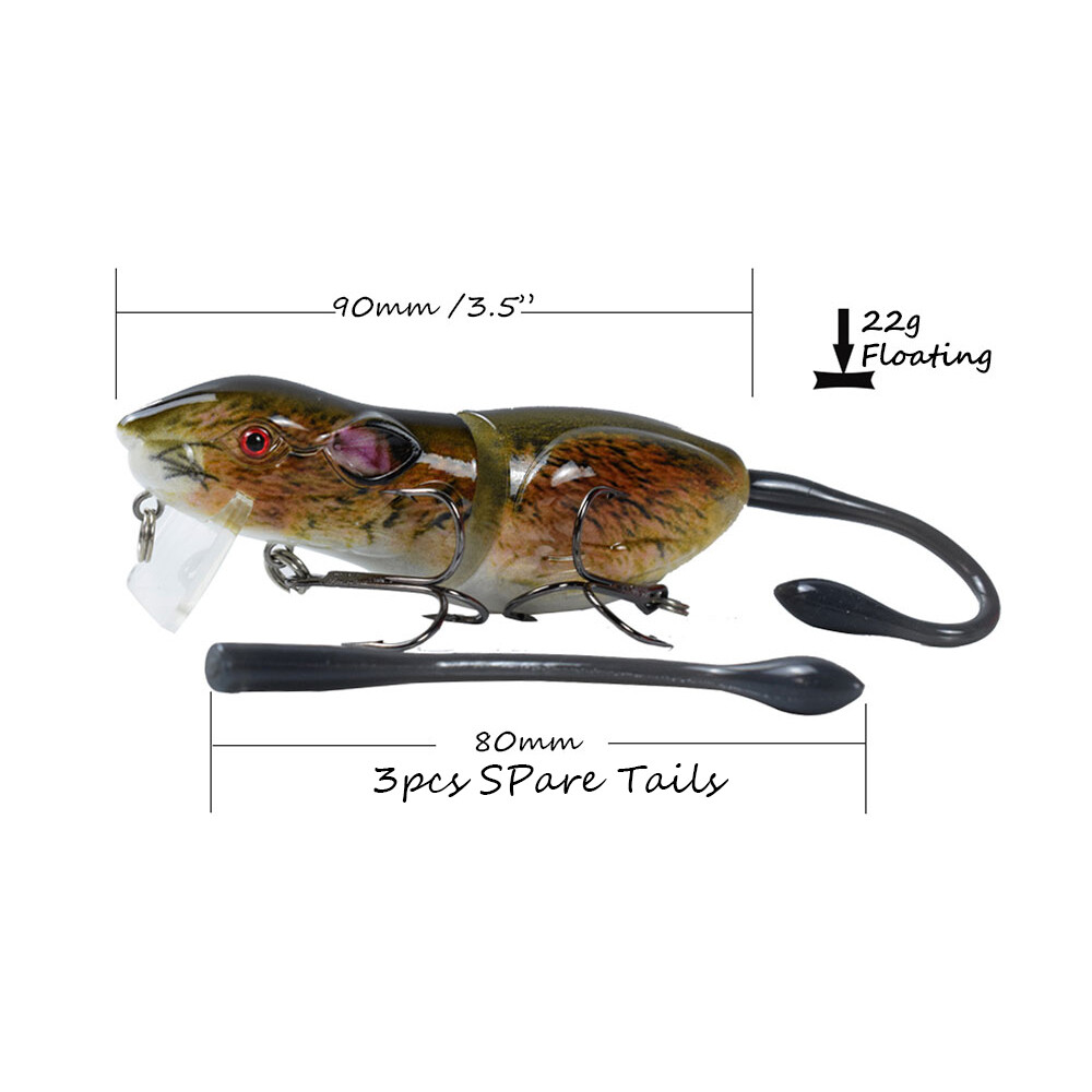Artificial Rat Bait Fishing Lure Plastic Mouse Swimbait Fishing Hook Tackle E3D4