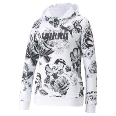 

Puma Frozen Flower Floral Pullover Hoodie Женская белая повседневная верхняя одежда 67400102, Белый