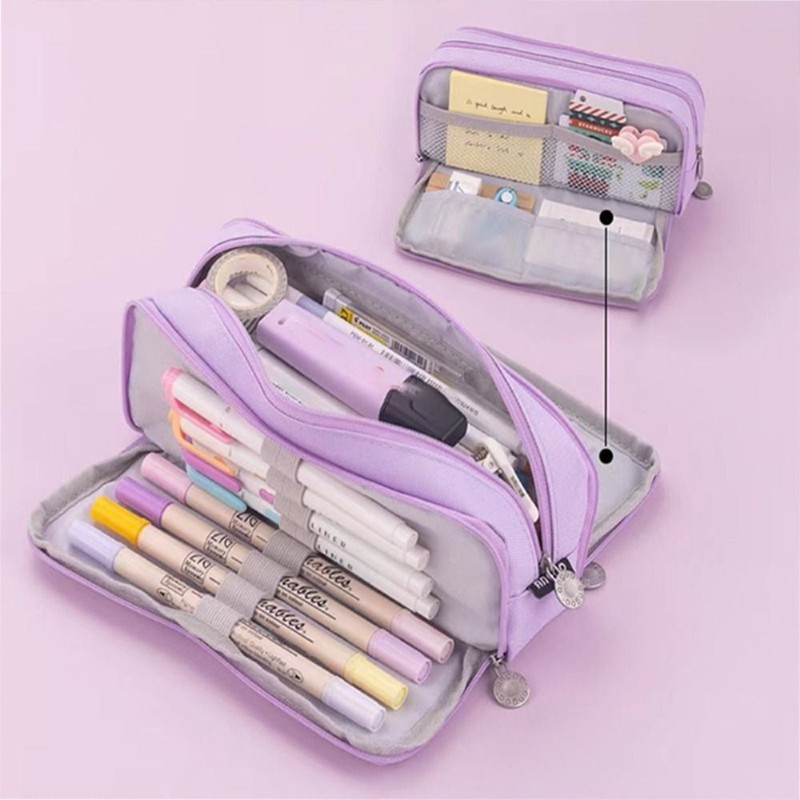 Double Sided Zip Pencil Pouch Large Capacity Stationery Case  Gift Accessories