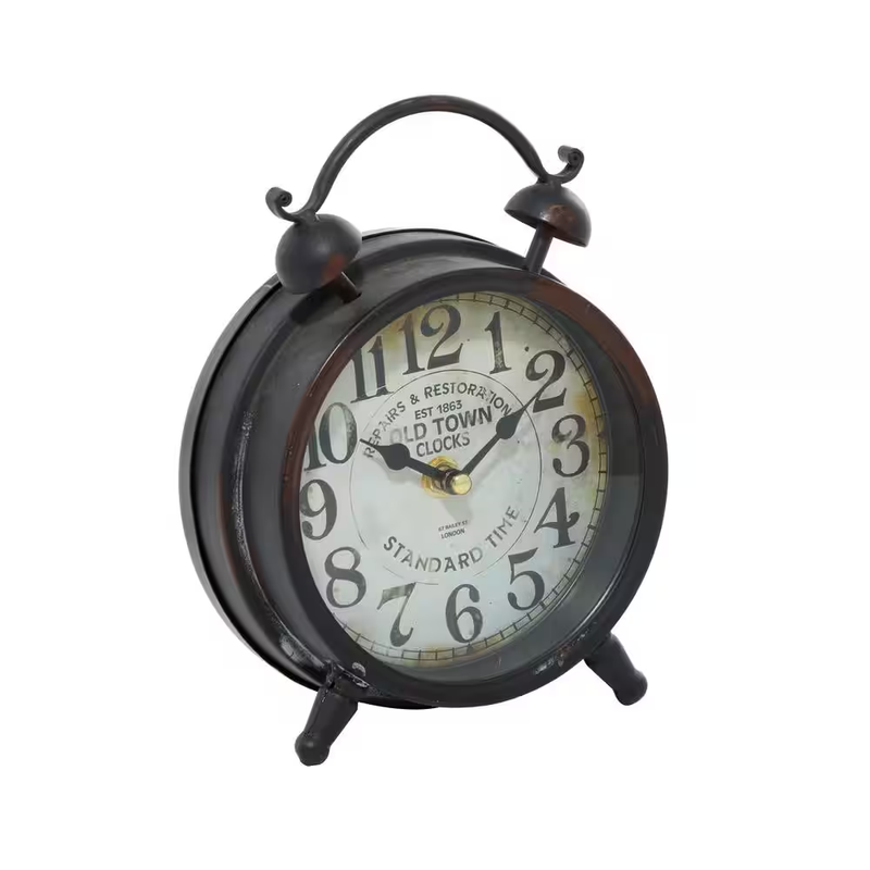 Brown Metal Analog Clock with Bell Style Top