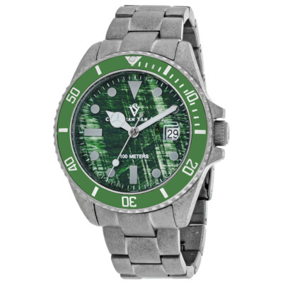 Pre-owned Christian Van Sant Men's Montego Vintage Green Dial Watch - Cv5102b