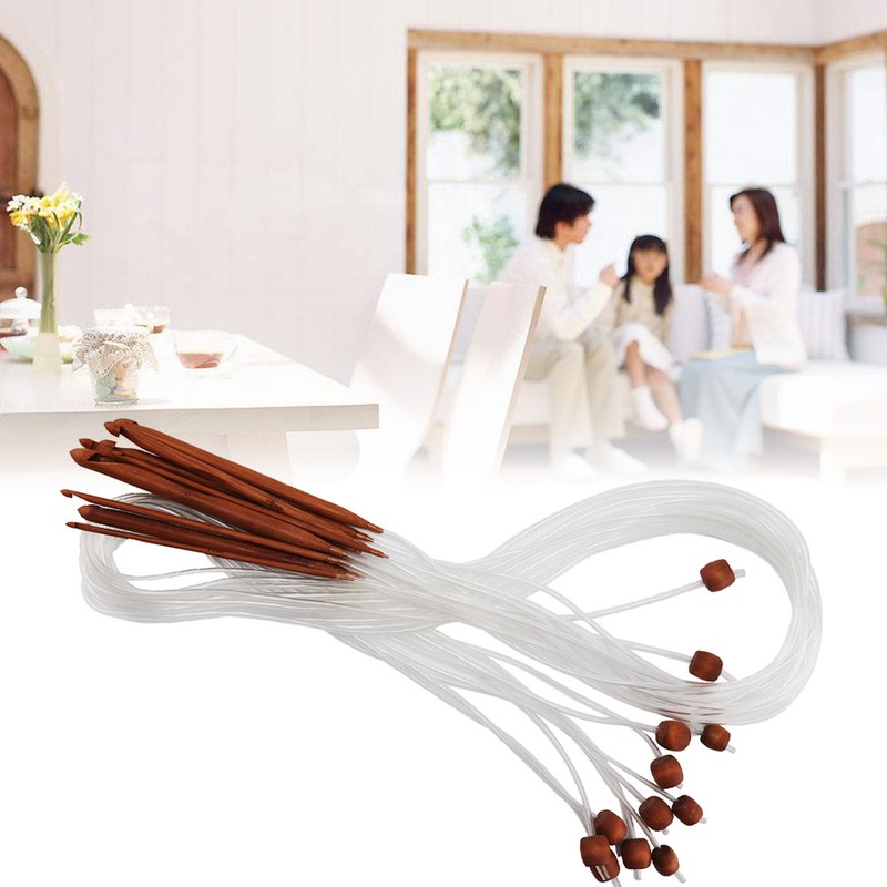 12 Pcs Set Tunesische Bambus Häkelnadel Acryl Stricknadeln 3-10mm Afghanische DE