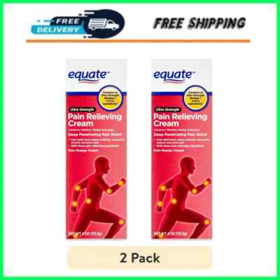 2 Packs Equate Ultra Strength Pain Relief Cream, 4 Oz each - Free Shipping