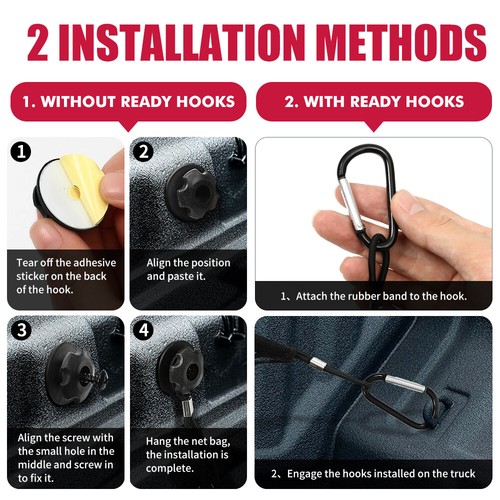 Pickup 3 Pocket Trunk Heavy-Duty Storage Organizer Net For Hyundai Santa Cruz