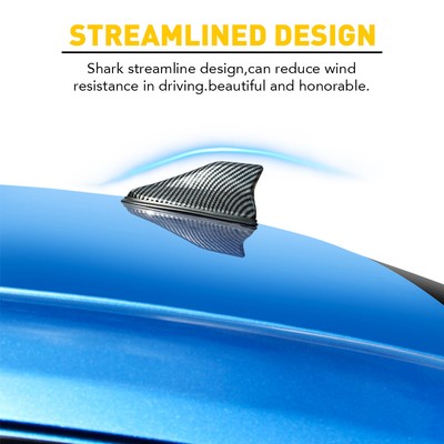 Universal Shark Fin Antenna Roof Signal Aerial Car Radio AM/FM Carbon Fiber ABS