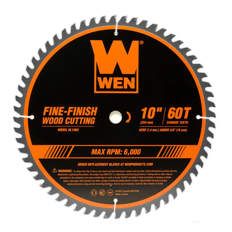 10 In. 60-Tooth Fine-Finish Professional Woodworking Saw Bla