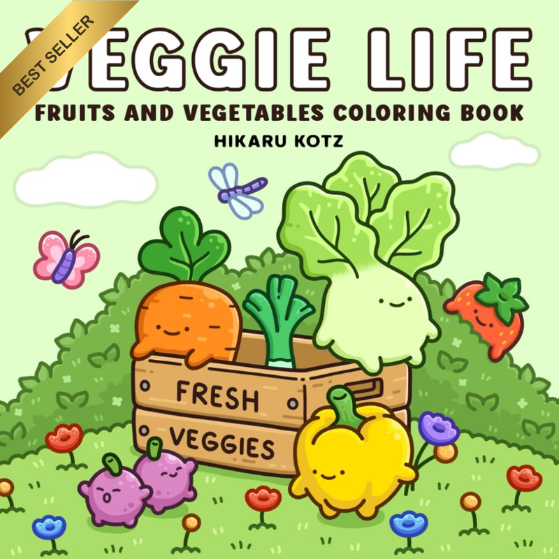 Veggie Life: Fruits and Vegetables Coloring Book for Adults and Teens