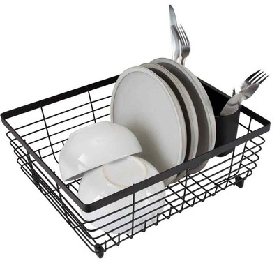 Flat Wire Black Freestanding Dish Rack