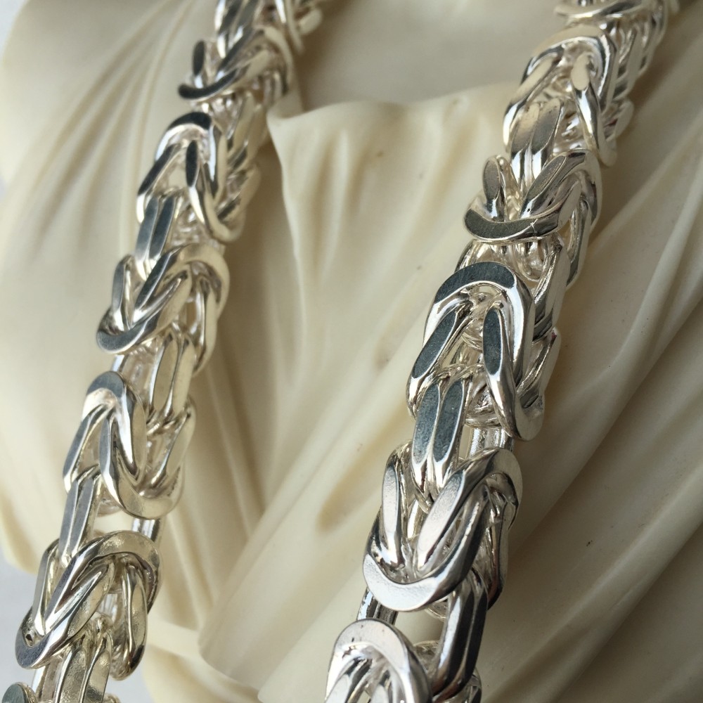 Pre-owned Handmade 10mm Byzantine Mens Silver Chain 925 Solid Sterling Silver 305gr 22inch
