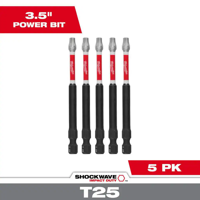 Milwaukee Shockwave Torx T25 Impact Driver Bit 3.5 Inch Steel Screwdriver Bit