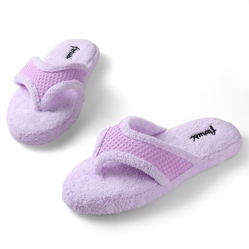 Aerusi Women Winter Thong Plush Spa Slippers Anti-Slip ...