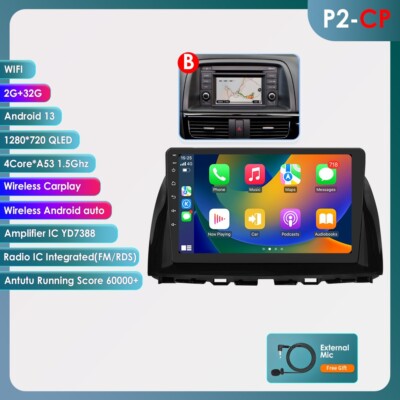 Wireless Carplay Android 13.0 Car Stereo Radio GPS Navi For Mazda CX-5 2012-2015