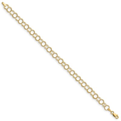 Pre-owned Superdealsforeverything Real 14kt Yellow Gold Solid Triple Link Charm Bracelet; 7 Inch; Lobster Clasp