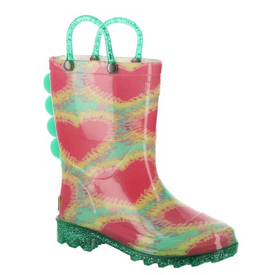 

Непромокаемые сапоги из ПВХ Western Chief Tie Dye Hearts с подсветкой для девочек для младенцев и молодежи, Aqua/pink/hearts