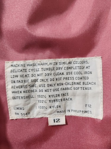 Fleet Street Rain Coat Womens Size 12 Pink Hidden Button Front Long Sleeve Belt
