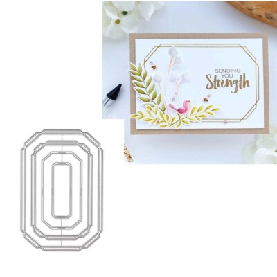 Polygon Border Metal Cutting Dies Card Making Paper Embossing Album Crafts DIY