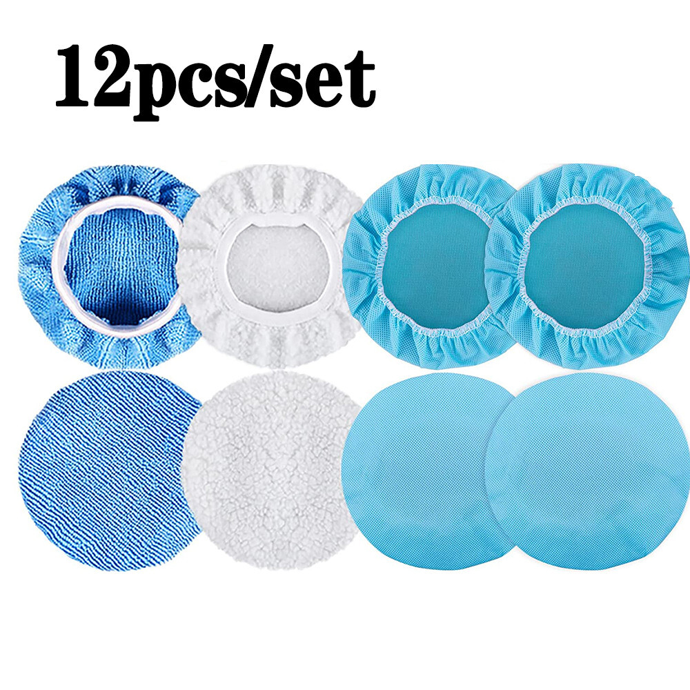 12x 9-10inch Microfiber Polisher Bonnets Car Polishing Bonnet Pads Wax Wash