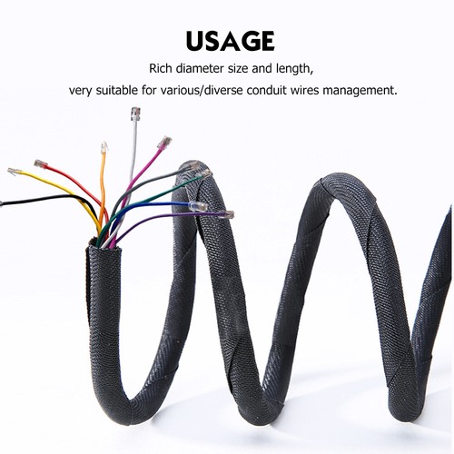 Braided Split Sleeving Wire Loom Tubing Cable insulated Sleeve Cord Protector