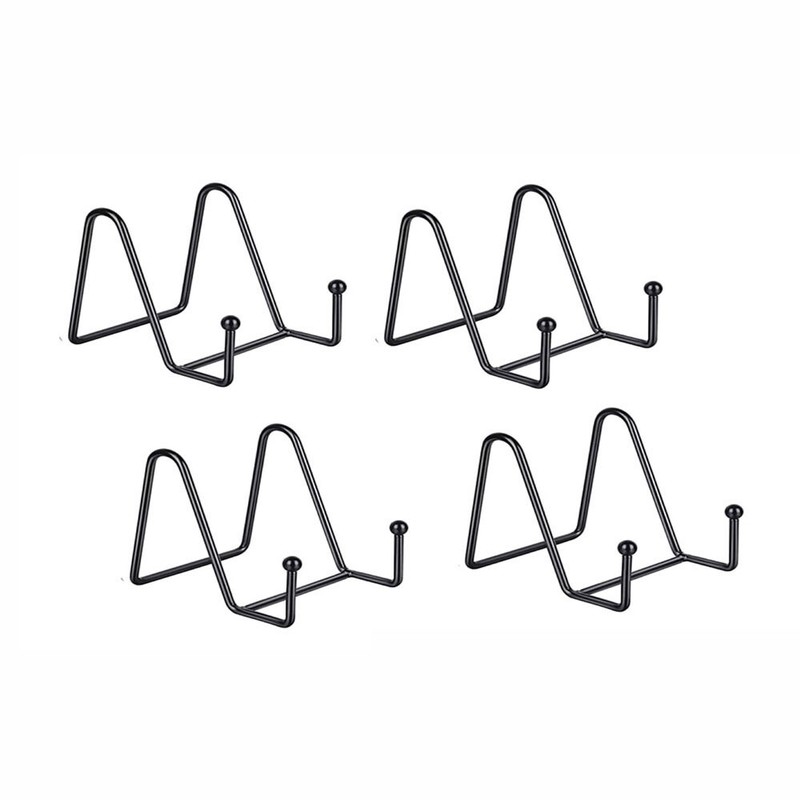 Black Plate Stand Display Easel Rack Dish Holder Metal Wire 2 Sizes 2/4/6pc