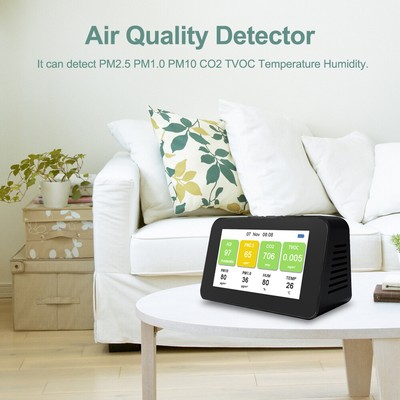 CO2 Messgerät Raumluft Luftqualität Detektor PM2 PM1.0 PM10 TVOC Monitor DE A8C4