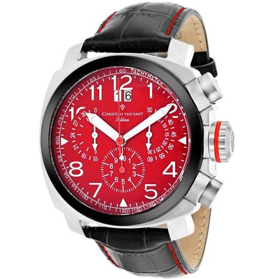 Pre-owned Christian Van Sant Mens Grand Python Red Dial Watch - Cv3au9