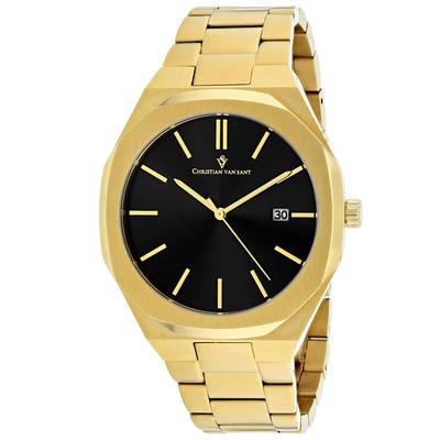 Pre-owned Christian Van Sant Mens Octavius Slim Black Dial Watch - Cv0527