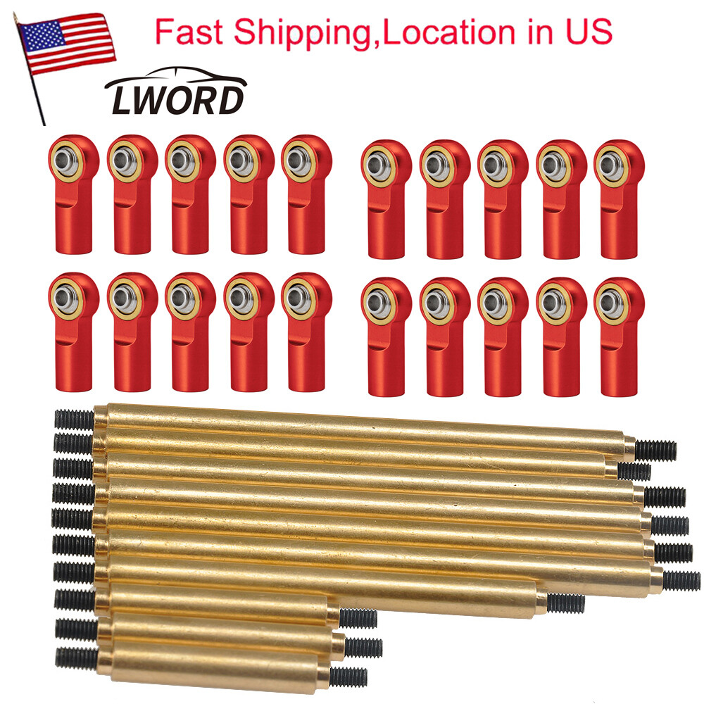 20x M4 Link Tie Rod End Ball Joint & 10x Brass Weight Links for 1/10 RC TRX4 Car