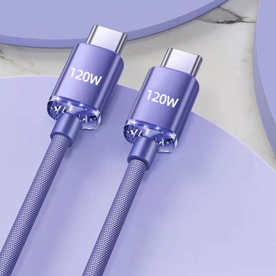 Type C To Type-C Cable PD 120W 7A Fast Charger Braided USB Lead 1M