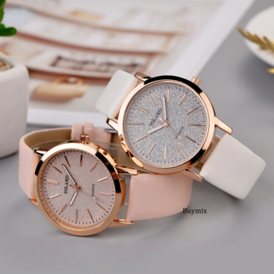 Glitter Sparkling Women's Wrist Watch Leather Bracelet Rose Gold Ladies Gift